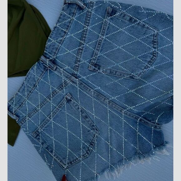 ZARA TRF RHINESTONE CURVED SHORTS - Picture 9 of 9